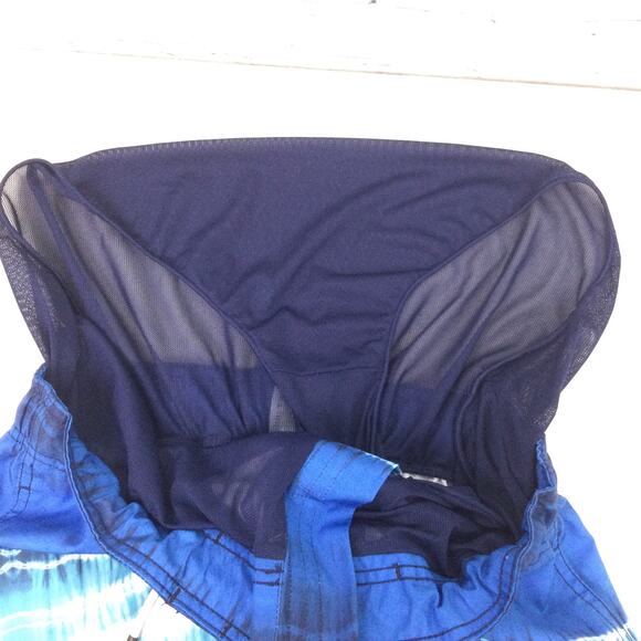 Speedo Blue Striped Hook and Loop Elastic Lined Pockets Swimming Trunks Men's M - Picture 9 of 12